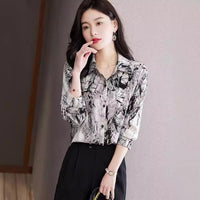 Fat Sister Chiffon Shirt Women 2025Spring Summer New Printing Long Coat Add Fat Large Size Loose Bottoming Shirt Slim Female Top Natalia Home Fashion    Natalia Home Fashion