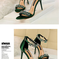 Open Toe Rhinestones Sandals Women New Designer Sexy High Heels Sandals Female Shoes Summer Heeled Sandals