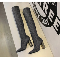Sexy Slim Over-the-Knee High Heel Knee High Boots Women Long Boots Metal Heel Shoes