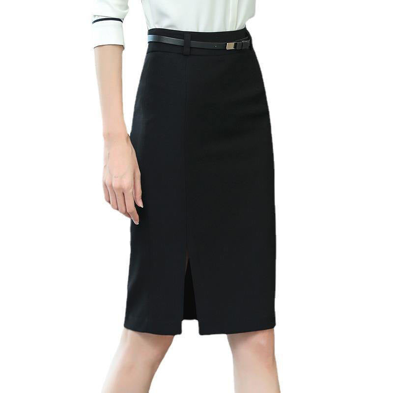Women's High Waist Split Knee Length Midi Bodycon Pencil Skirt, Elegant Suit, Business Work Skirt, Office Ladies Skirts