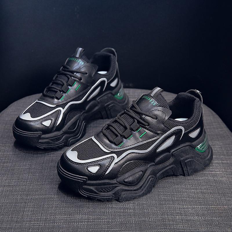 Casual Sporty Women's Shoes Fashion Versatile Thick Sole Increased Height Lightweight Breathable White Shoes
