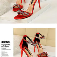 Open Toe Rhinestones Sandals Women New Designer Sexy High Heels Sandals Female Shoes Summer Heeled Sandals