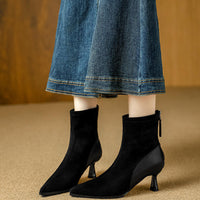 Pointed Toe Women's High Heel Ankle Boots Fashion Elegant Dancing Party Shoes Women's Stretch Slim Short Booties