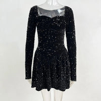 Holiday Evening Party Dress Women New Elegant Sparkling Long Sleeve Dress Christmas Shiny Sequin Mini Dress My Store