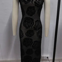 Holidays Club Party Dress Women Sexy Sheer Slim Party Dresses Elegant Floral Appliques Maxi Dress My Store