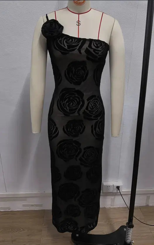 Holidays Club Party Dress Women Sexy Sheer Slim Party Dresses Elegant Floral Appliques Maxi Dress My Store