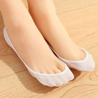 Ice Silk Sponge Pad Half Socks Slippers for Women High Heels Female Stitch Ankle Short Invisible Low Cut Foot Stockings Natalia Home Fashion    Natalia Home Fashion
