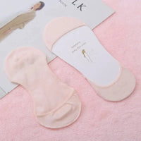 Invisible Boat Socks Women Girls Thin Breathable Cotton Sock Solid Color High Heels Shoes Non-slip Silicone Short Socks Natalia Home Fashion   Pink-5pairs Natalia Home Fashion
