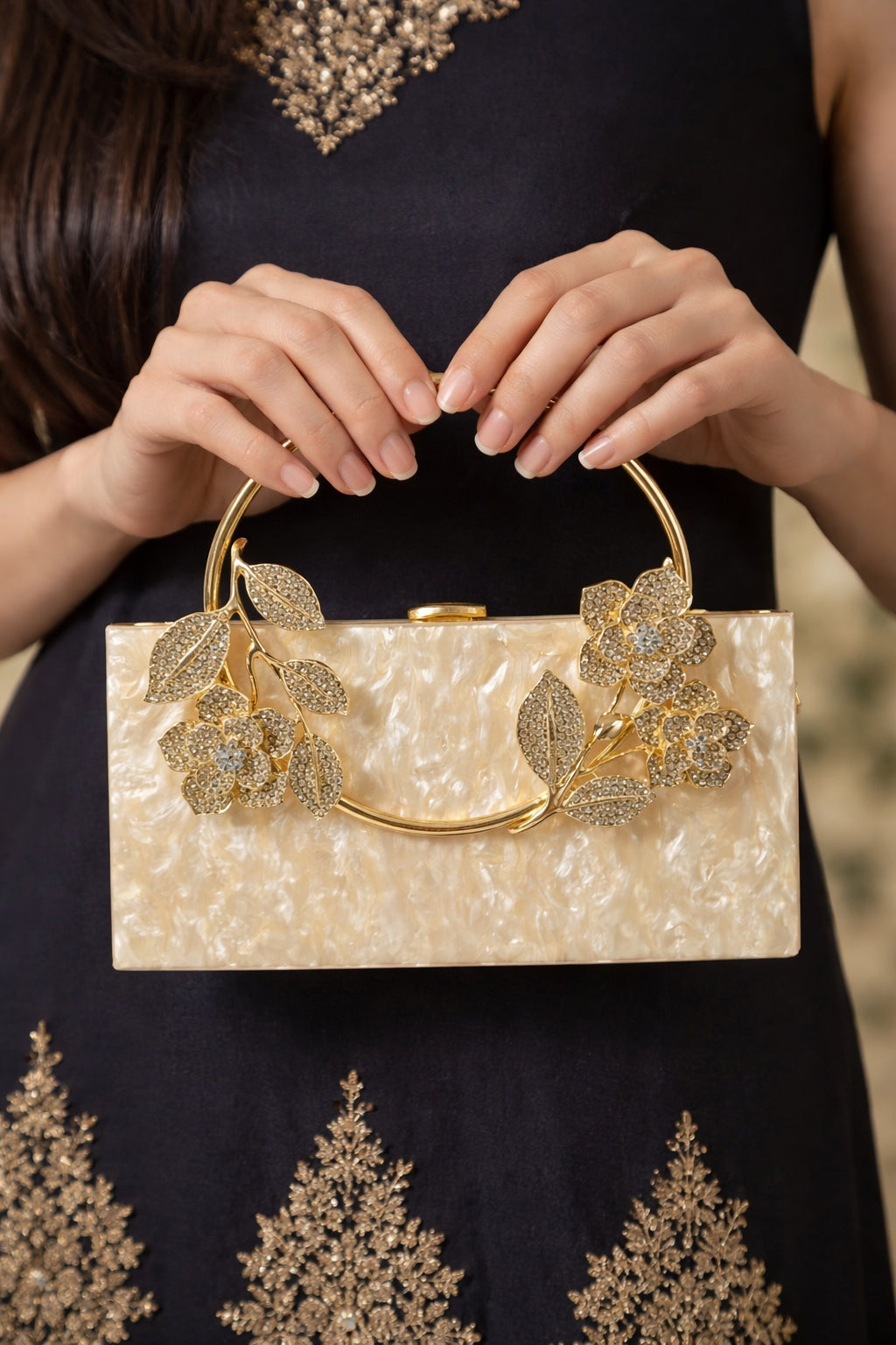 Flower Acrylic Dinner Bag, Single Shoulder, Oblique Cross, Wedding Banquet Handbag