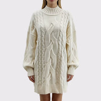Women's Sweater Thick Two Lapels Retro Thick Thread Twist Dress Natalia Home Fashion    Natalia Home Fashion