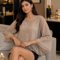 Loose Lace Blouse Women Butterfly Sleeve Chiffon Shirt Woman Fashion Casual Floral Shirt Tops