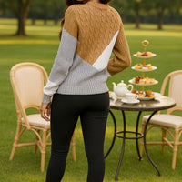 Women's Sweater Tops Sweaters Women Female Woman Clothing Casual Color-Blocked Long-Sleeved Pullover Sweater