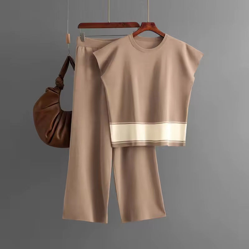 Clothing Suit Women's Knitwear Loose Slimming High-waisted Wide-leg Trousers Fashionable Two-piece Set Natalia Home Fashion    Natalia Home Fashion