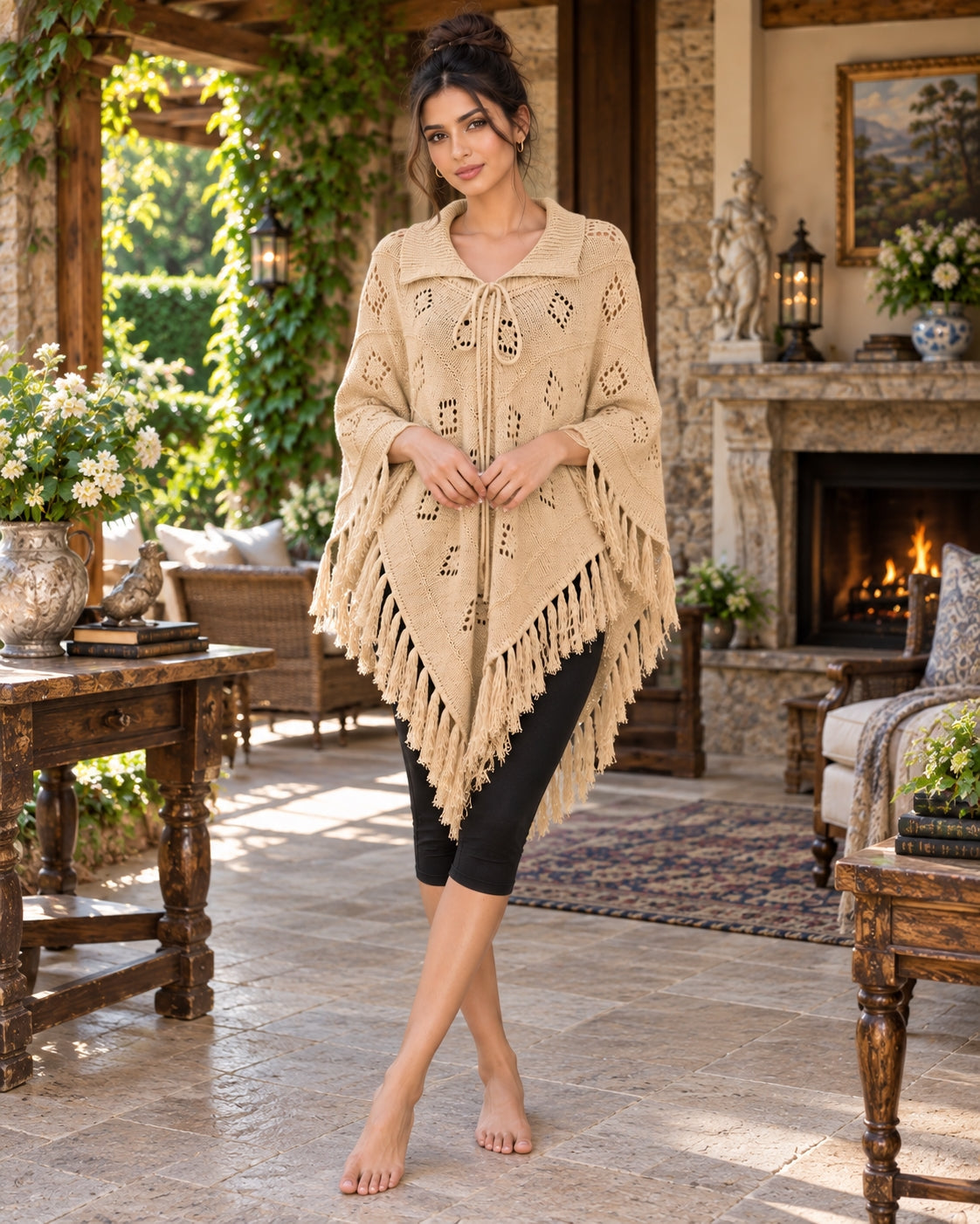 Fashionable Knitted Tassel Shoulder Wrap Sweater Women's Clothing Pullover Batwing Sleeve Jumpers Natalia Home Fashion    Natalia Home Fashion