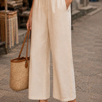 Casual Baggy Wide Leg Trousers Women Summer Thin Comfy Breathable Ankle Length Pants Vintage Loose Cotton Linen Straight Pants