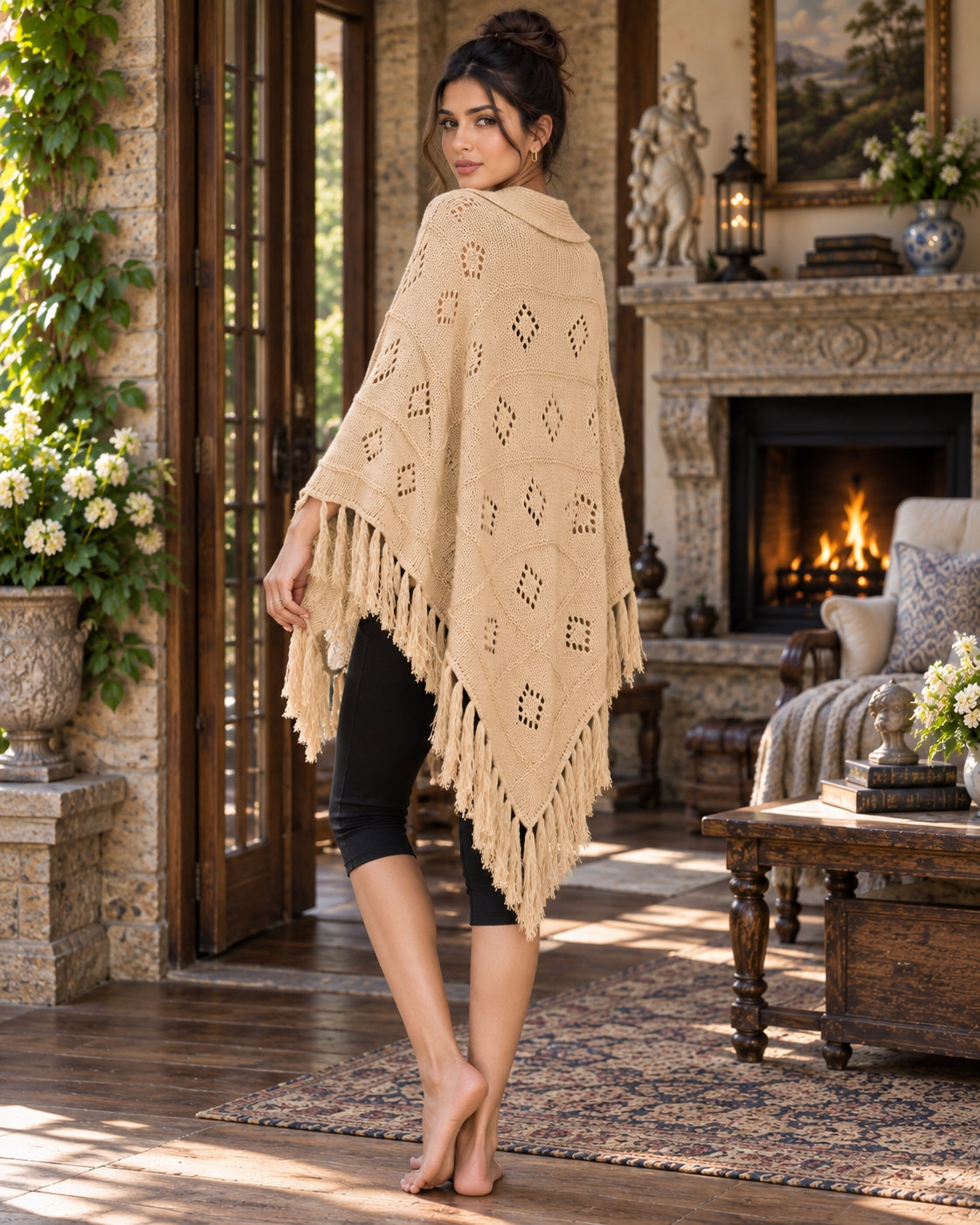 Fashionable Knitted Tassel Shoulder Wrap Sweater Women's Clothing Pullover Batwing Sleeve Jumpers Natalia Home Fashion    Natalia Home Fashion
