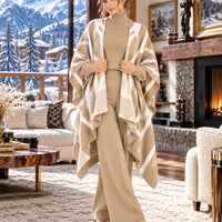 Casual Suit Women's Temperament Lazy Wind Knitted Sweater Shawl Cape Wide-leg Pants Three-piece Set Natalia Home Fashion    Natalia Home Fashion
