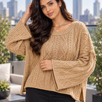 Women Cable Knit Sweater Oversized Loose Pullover Long Sleeve Chunky Jumper Casual Warm Female Tops Clothing Natalia Home Fashion    Natalia Home Fashion