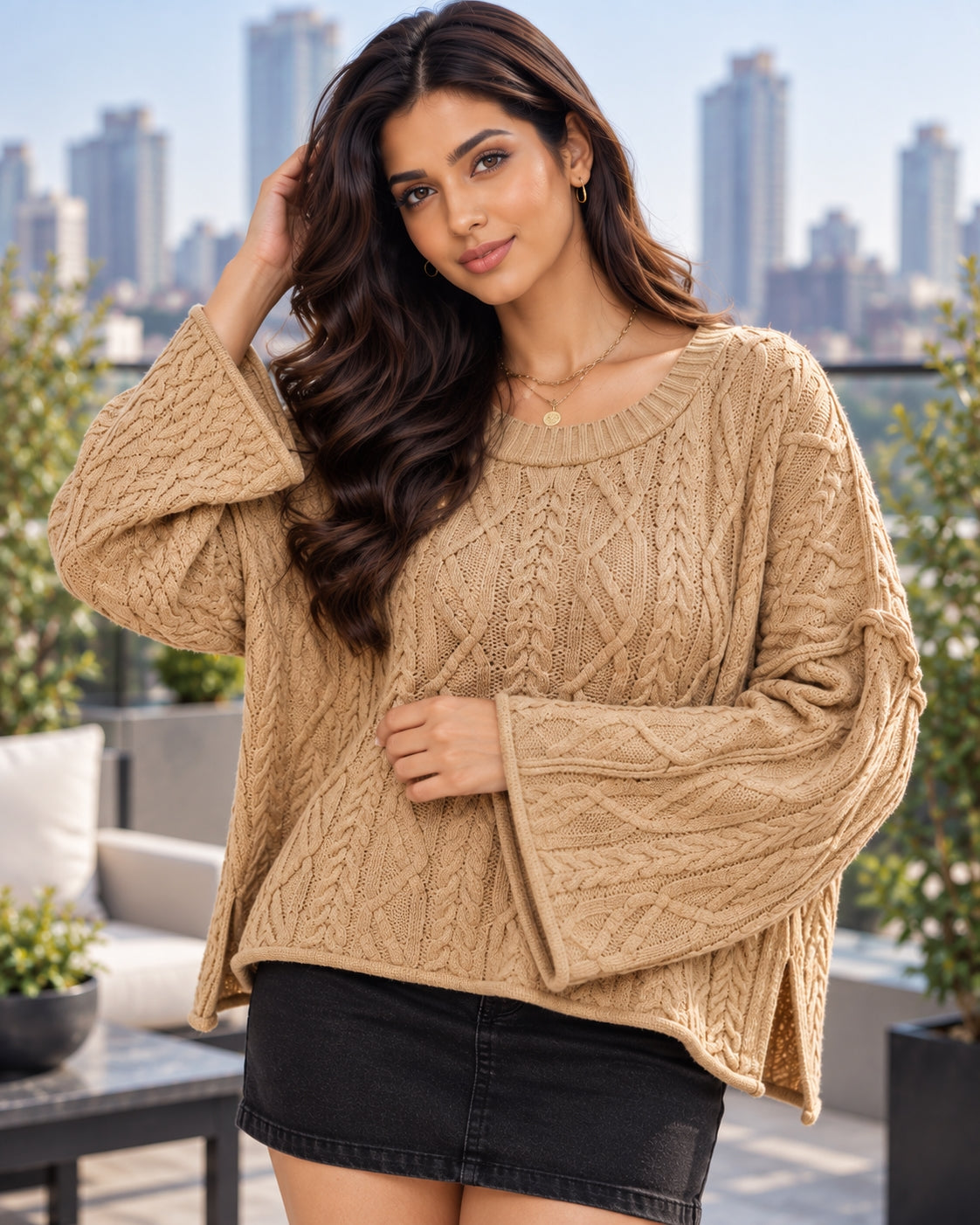 Women Cable Knit Sweater Oversized Loose Pullover Long Sleeve Chunky Jumper Casual Warm Female Tops Clothing Natalia Home Fashion    Natalia Home Fashion