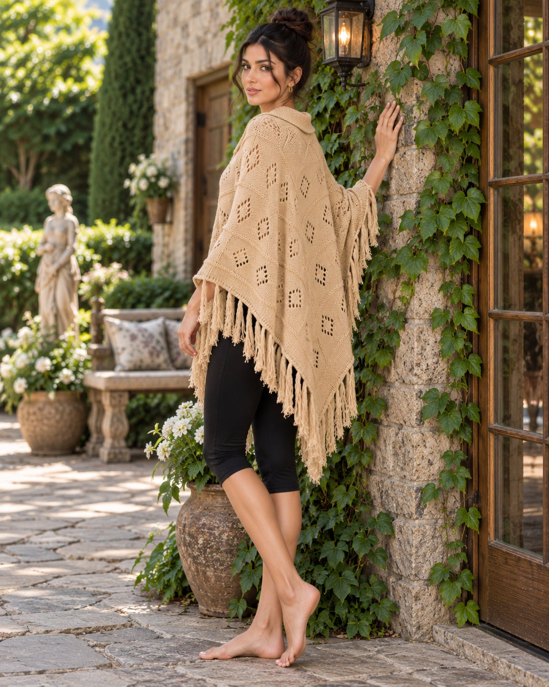 Fashionable Knitted Tassel Shoulder Wrap Sweater Women's Clothing Pullover Batwing Sleeve Jumpers Natalia Home Fashion    Natalia Home Fashion
