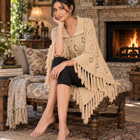Fashionable Knitted Tassel Shoulder Wrap Sweater Women's Clothing Pullover Batwing Sleeve Jumpers Natalia Home Fashion    Natalia Home Fashion