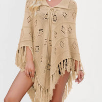 Fashionable Knitted Tassel Shoulder Wrap Sweater Women's Clothing Pullover Batwing Sleeve Jumpers Natalia Home Fashion    Natalia Home Fashion