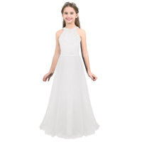 Kids Chiffon Floral Lace Cutout Back Flower Girl Dress Childs Girls Children Wedding Birthday Party Clothes Natalia Home Fashion Dress   Natalia Home Fashion