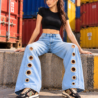 Women Straight Pants Jeans Long Length Tassels Trousers Stretch Mid Waist Washed Streetwear Denims Vintage Distressed Natalia Home Fashion    Natalia Home Fashion