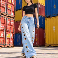 Women Straight Pants Jeans Long Length Tassels Trousers Stretch Mid Waist Washed Streetwear Denims Vintage Distressed Natalia Home Fashion    Natalia Home Fashion