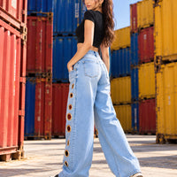 Women Straight Pants Jeans Long Length Tassels Trousers Stretch Mid Waist Washed Streetwear Denims Vintage Distressed Natalia Home Fashion    Natalia Home Fashion