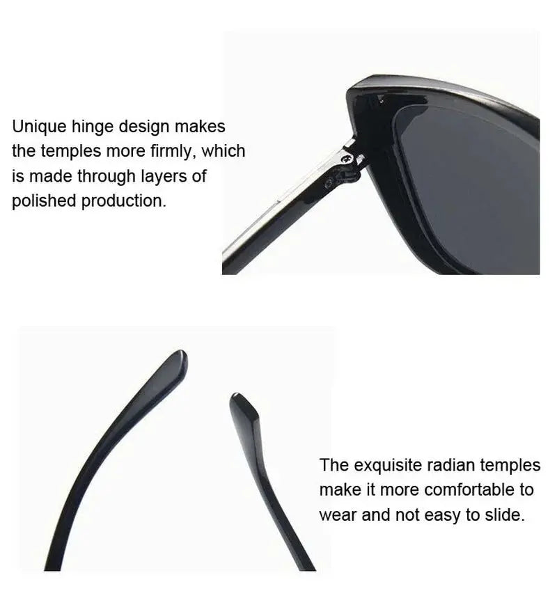 Luxury Brand Designer Cat Eye Sunglasses Woman Vintage Black Mirror Sun Glasses For Fashion Big Frame Cool Sexy Female Natalia Home Fashion    Natalia Home Fashion