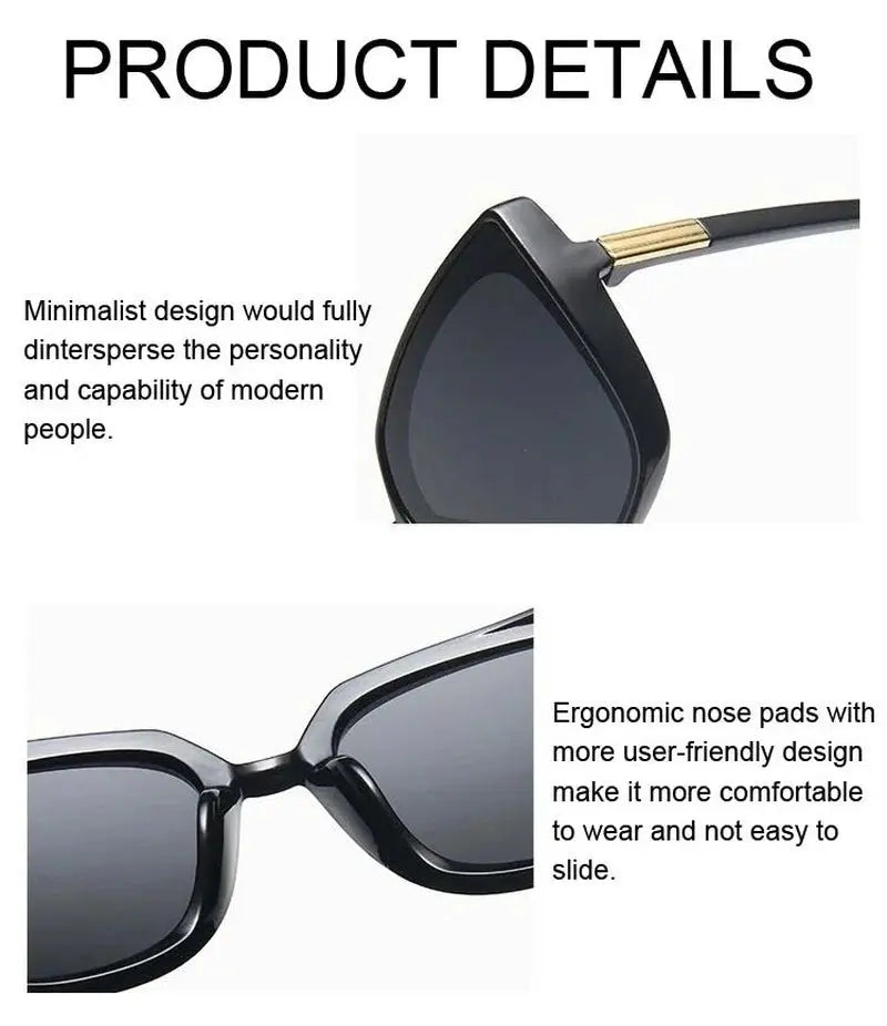 Luxury Brand Designer Cat Eye Sunglasses Woman Vintage Black Mirror Sun Glasses For Fashion Big Frame Cool Sexy Female Natalia Home Fashion    Natalia Home Fashion