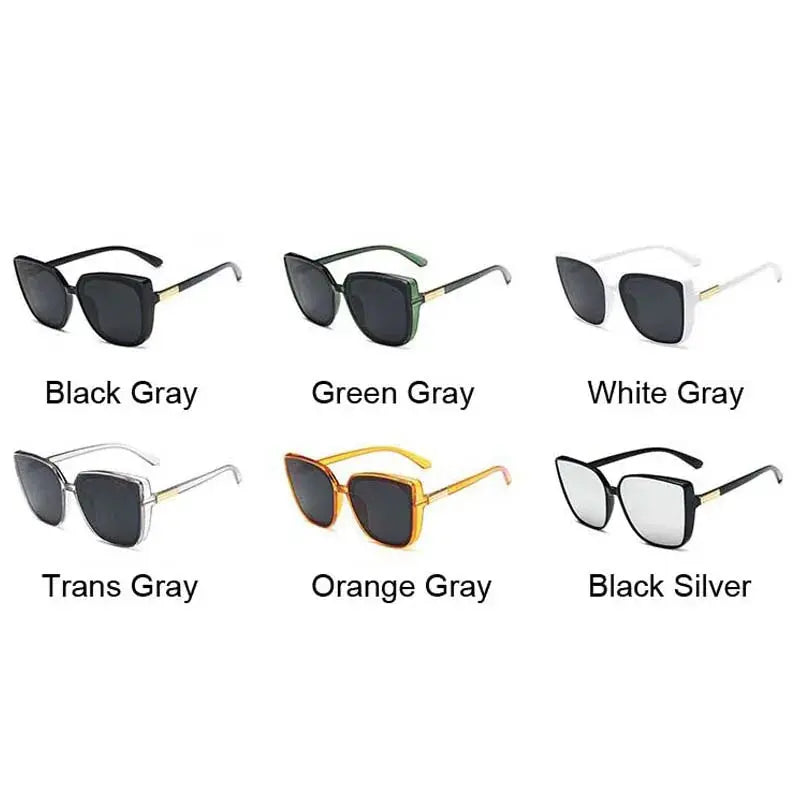 Luxury Brand Designer Cat Eye Sunglasses Woman Vintage Black Mirror Sun Glasses For Fashion Big Frame Cool Sexy Female Natalia Home Fashion    Natalia Home Fashion