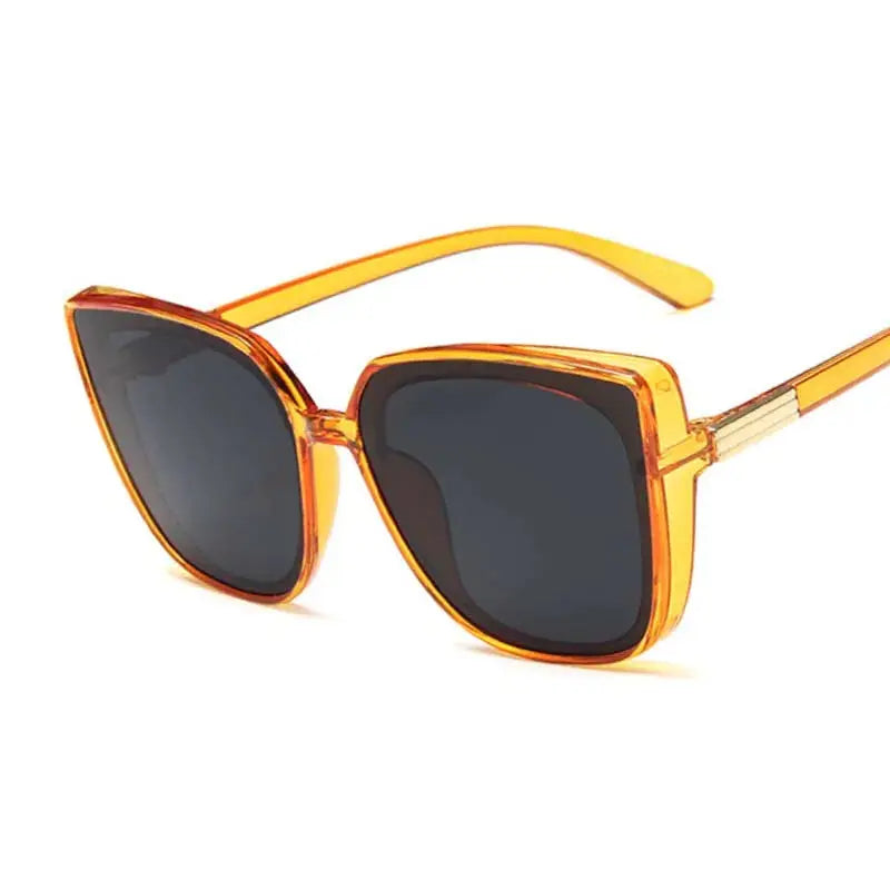 Luxury Brand Designer Cat Eye Sunglasses Woman Vintage Black Mirror Sun Glasses For Fashion Big Frame Cool Sexy Female Natalia Home Fashion   as-shows-Orange-Gray Natalia Home Fashion