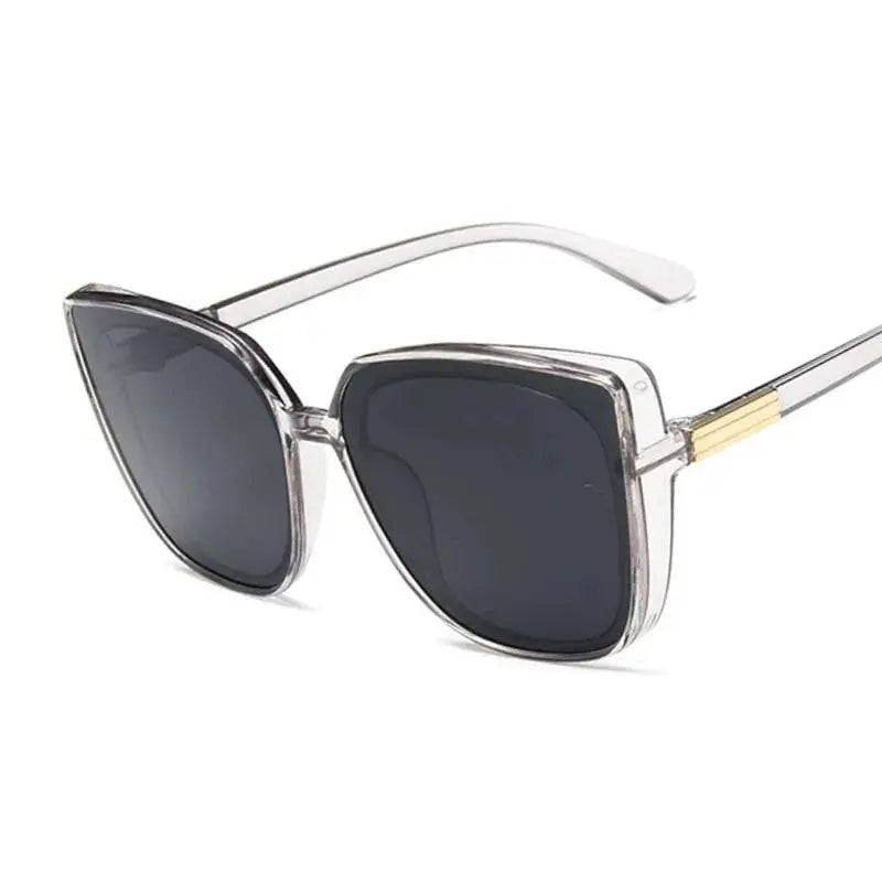 Luxury Brand Designer Cat Eye Sunglasses Woman Vintage Black Mirror Sun Glasses For Fashion Big Frame Cool Sexy Female Natalia Home Fashion   as-shows-Trans-Gray Natalia Home Fashion