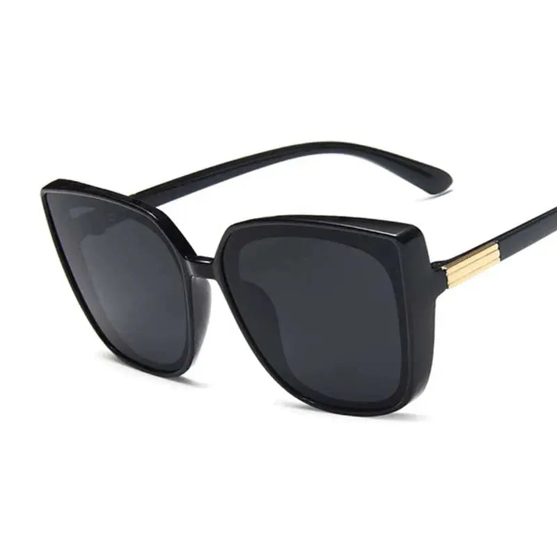 Luxury Brand Designer Cat Eye Sunglasses Woman Vintage Black Mirror Sun Glasses For Fashion Big Frame Cool Sexy Female Natalia Home Fashion   as-shows-Black-Gray Natalia Home Fashion