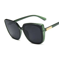 Luxury Brand Designer Cat Eye Sunglasses Woman Vintage Black Mirror Sun Glasses For Fashion Big Frame Cool Sexy Female Natalia Home Fashion   as-shows-Green-Gray Natalia Home Fashion