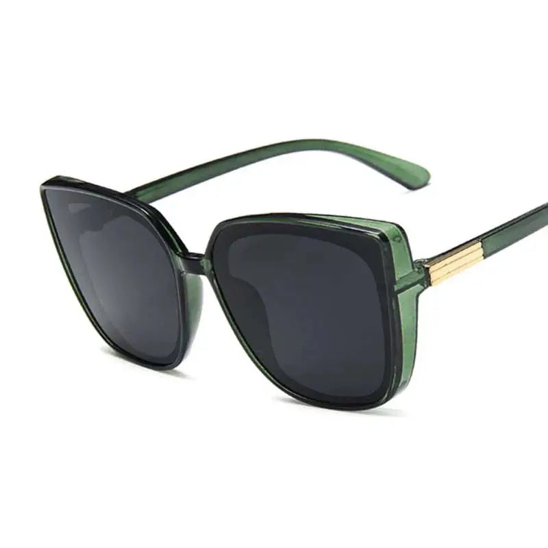 Luxury Brand Designer Cat Eye Sunglasses Woman Vintage Black Mirror Sun Glasses For Fashion Big Frame Cool Sexy Female Natalia Home Fashion   as-shows-Green-Gray Natalia Home Fashion