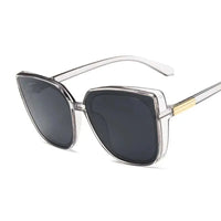 Luxury Brand Designer Cat Eye Sunglasses Woman Vintage Black Mirror Sun Glasses For Fashion Big Frame Cool Sexy Female Oculos Natalia Home Fashion   as-shows-Trans-Gray Natalia Home Fashion