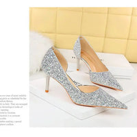 Luxury Heels For Women Wholesale Woman High Heel Shoes Glitter Pointed Toe Heels Sexy Night Club Pumps Lady Office Shoes Pumps Natalia Home Fashion