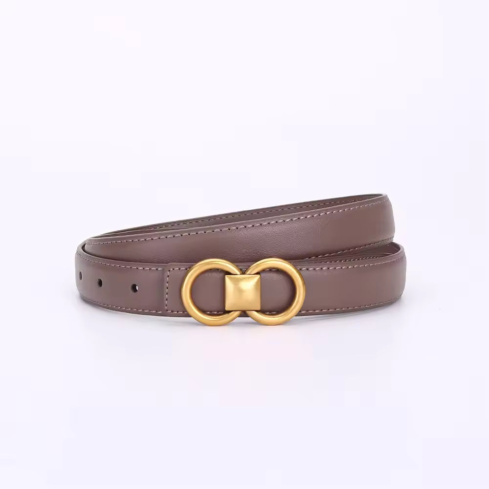 Belt Women Cow Leather Solid Color Symmetrical Buckle Waistband Jeans Dress Ladies Accessories Handmade