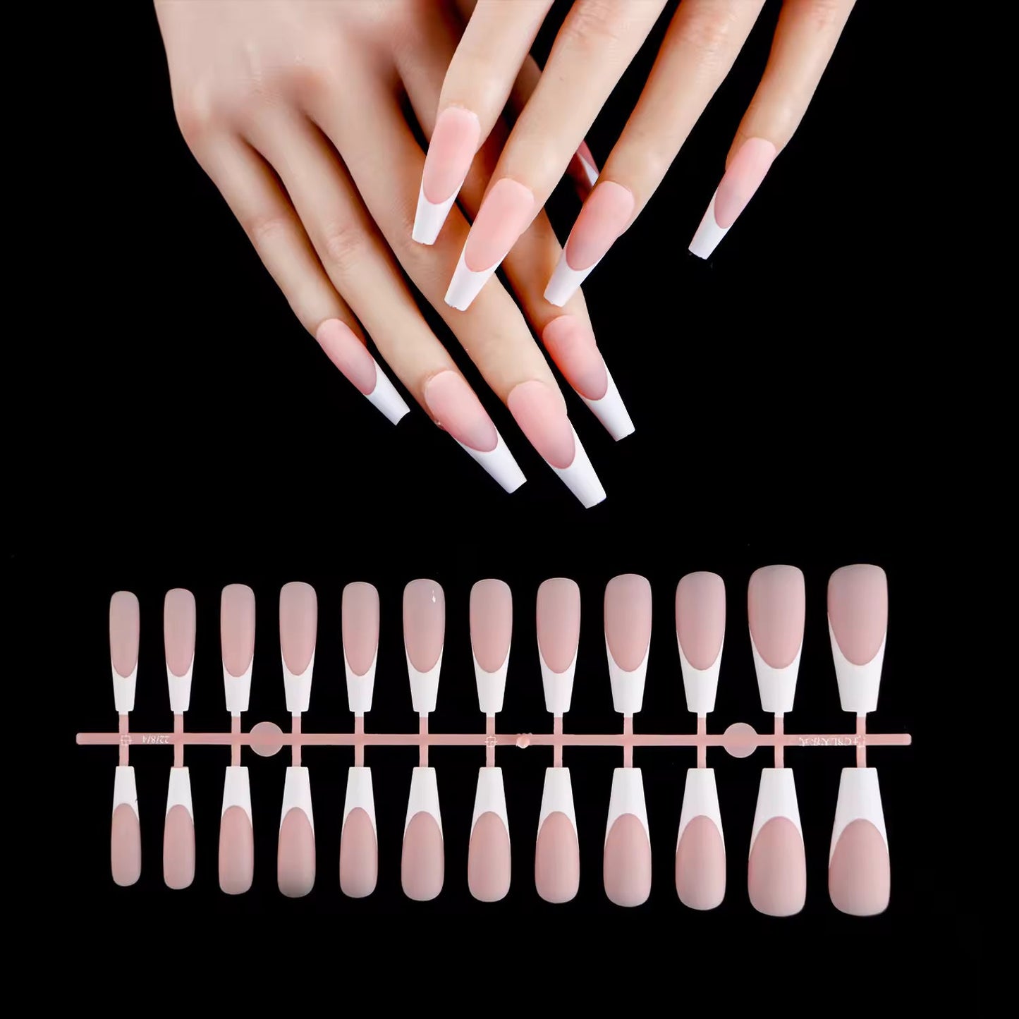 24pcs French Nail Tips False Fake Nails Medium Short Long Rectangular False Nail Easy Wear for Home Office Wear Press on Nails Natalia Home Fashion    Natalia Home Fashion