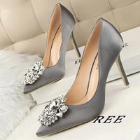 Metal Rhinestones Woman Pumps Wedding Shoes High Heels Shoes Gold Silver Sexy Party Shoes Natalia Home Fashion   1-516-5-gray-41 Natalia Home Fashion