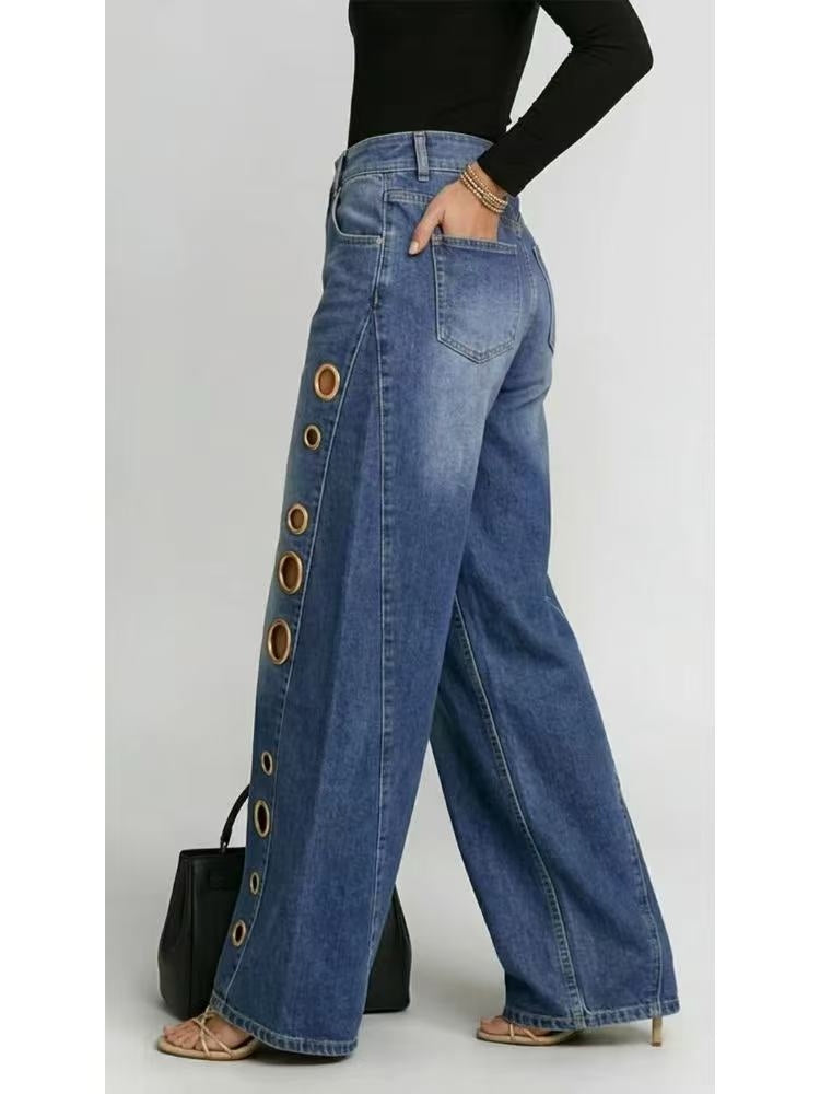 Women Straight Pants Jeans Long Length Tassels Trousers Stretch Mid Waist Washed Streetwear Denims Vintage Distressed Natalia Home Fashion    Natalia Home Fashion