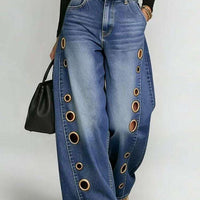 Women Straight Pants Jeans Long Length Tassels Trousers Stretch Mid Waist Washed Streetwear Denims Vintage Distressed Natalia Home Fashion    Natalia Home Fashion