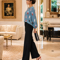 Fashion Woman Blouse Shirts For Women Stylish Top long Sleeve Feather Pattern Female Tops Elegant Chiffon Natalia Home Fashion    Natalia Home Fashion