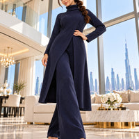Women Knitted 2 Pieces Set Turtleneck Long Pullovers Sweaters & Wide Leg Pants Thicken Warm Sweater Sets Natalia Home Fashion    Natalia Home Fashion
