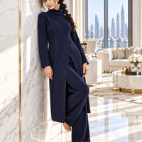 Women Knitted 2 Pieces Set Turtleneck Long Pullovers Sweaters & Wide Leg Pants Thicken Warm Sweater Sets Natalia Home Fashion    Natalia Home Fashion