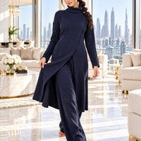 Women Knitted 2 Pieces Set Turtleneck Long Pullovers Sweaters & Wide Leg Pants Thicken Warm Sweater Sets Natalia Home Fashion    Natalia Home Fashion