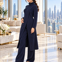 Women Knitted 2 Pieces Set Turtleneck Long Pullovers Sweaters & Wide Leg Pants Thicken Warm Sweater Sets Natalia Home Fashion    Natalia Home Fashion